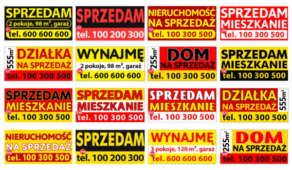 Baner reklamowy „Sprzedam” – możliwe warianty
