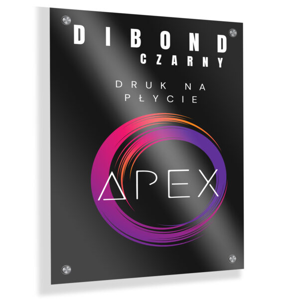 Tablica reklamowa Dibond czarna z nadrukiem logo UV