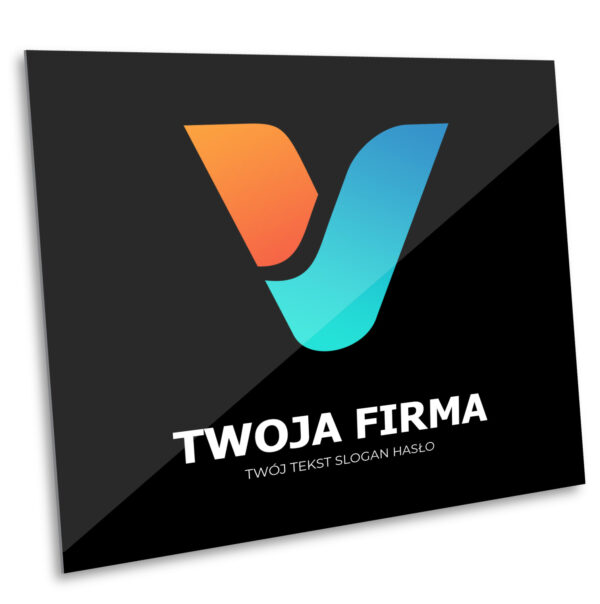 Czarna tablica reklamowa Dibond połysk z kolorowym logo