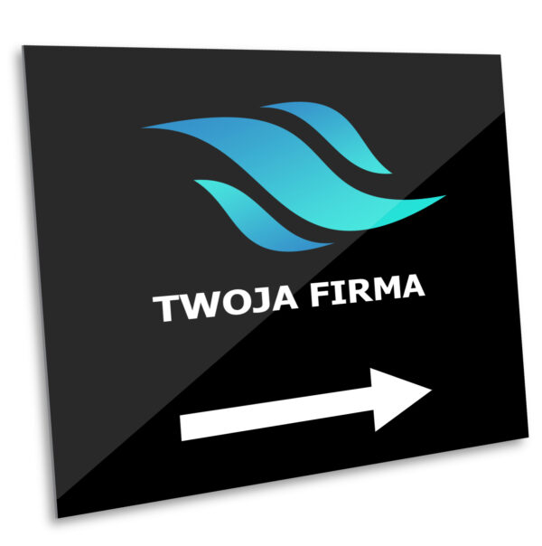Czarna połysk tablica reklamowa Dibond z logiem Twoja Firma