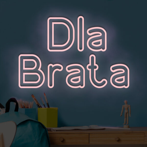 Jasnoróżowy neon LED napis Dla Brata – delikatne, przytulne światło