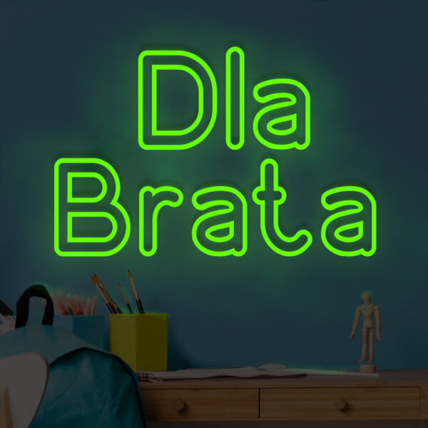 Zielony neon LED napis Dla Brata – świeży akcent do pokoju