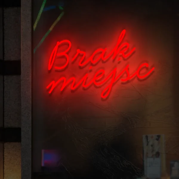 Czerwony neon Brak miejsc informacyjny napis do witryny