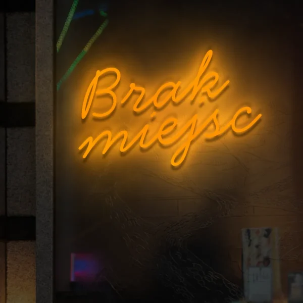 Pomarańczowy neon Brak miejsc intensywny napis na witrynę