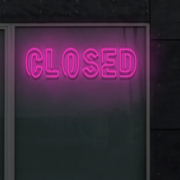 Różowy neonowy napis Closed ozdoba LED do restauracji lub baru