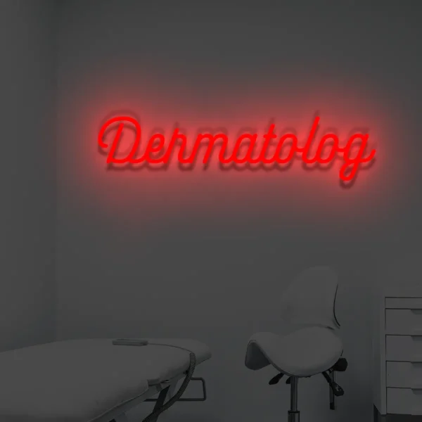 Czerwony neon LED Dermatolog efektowna dekoracja świetlna do gabinetu