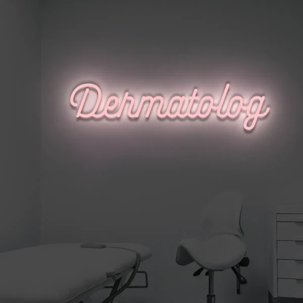 Jasnoróżowy neon LED Dermatolog subtelna ozdoba ścienna do kliniki