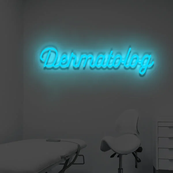 Niebieski neon LED Dermatolog nowoczesna dekoracja gabinetu lekarskiego