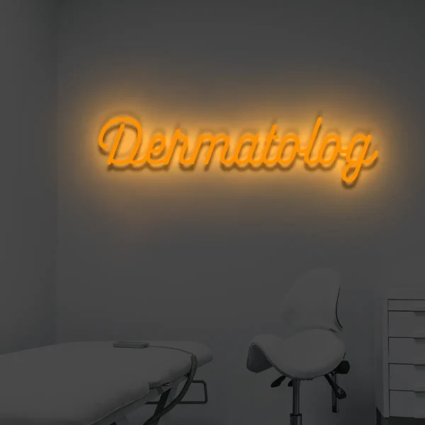 Pomarańczowy neon LED Dermatolog stylowa ozdoba ścienna do gabinetu