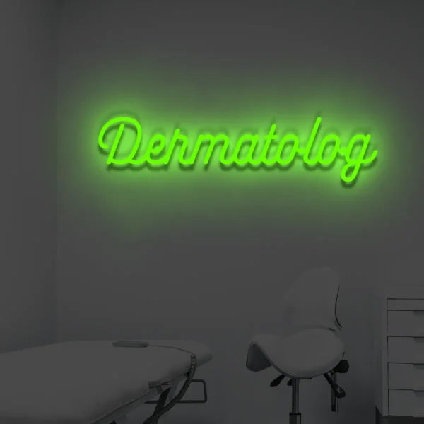 Zielony neon LED Dermatolog świeża dekoracja do gabinetu medycznego