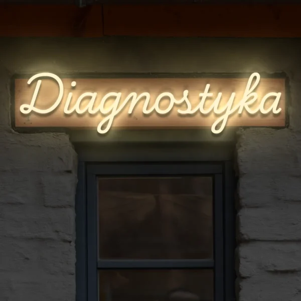 Beżowy neon LED Diagnostyka szyld medyczny na ścianę