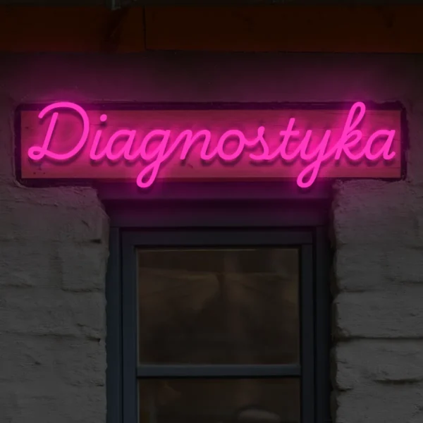 Różowy neon LED Diagnostyka dekoracyjny napis do wnętrz