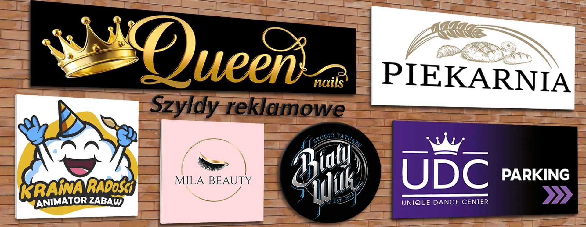 Szyldy Dibond – baner z przykładem produkcji szyldów