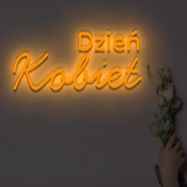 Pomarańczowy neon Dzień Kobiet ozdoba świetlna z kwiatami
