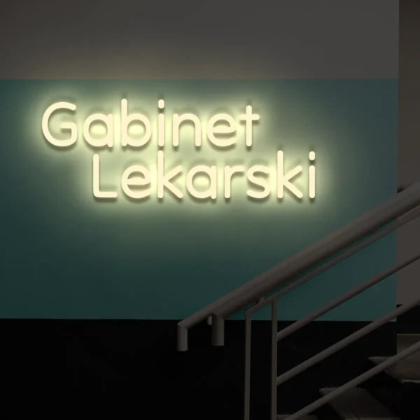 Beżowy neon LED Gabinet Lekarski elegancki napis do kliniki