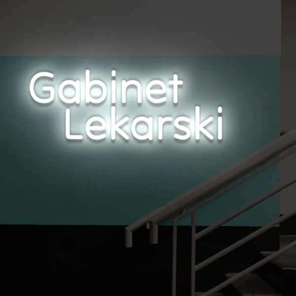 Biały neon LED Gabinet Lekarski podświetlany napis medyczny