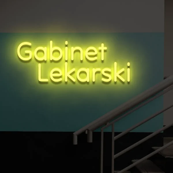 Żółty neon LED Gabinet Lekarski elegancki szyld dla kliniki