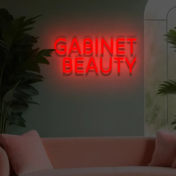 Czerwony neon „Gabinet Beauty” ozdoba do wnętrz