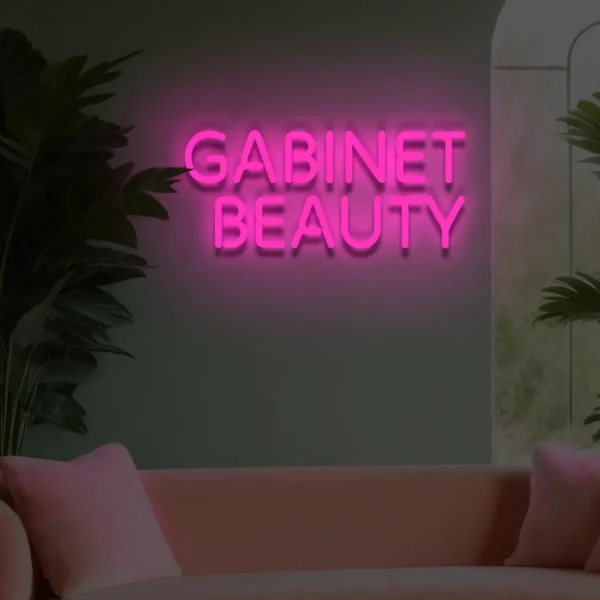 Różowy neon LED z napisem „Gabinet Beauty” dekoracja wnętrza