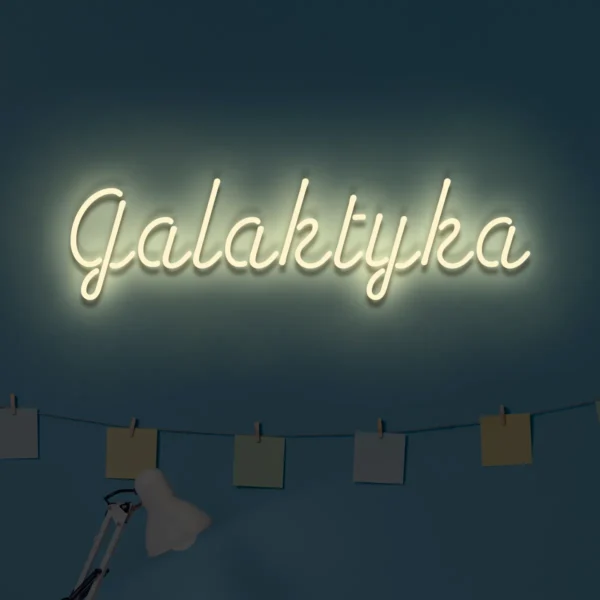 Beżowy neonowy napis Galaktyka dekoracja ścienna