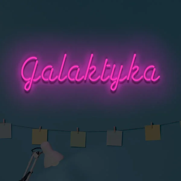 Różowy neon LED z napisem Galaktyka dekoracja wnętrza
