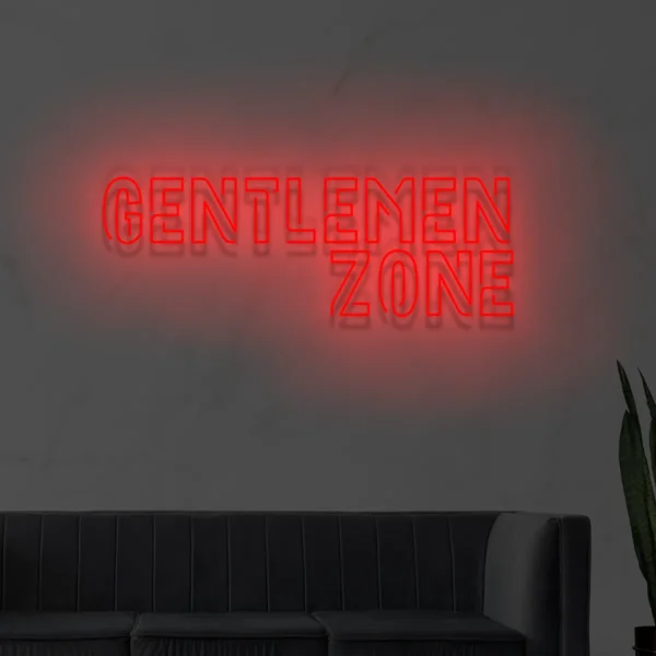 Czerwony neon Gentlemen Zone ozdoba do wnętrz