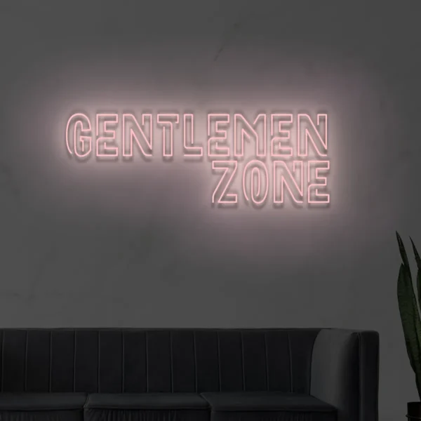 Jasnoróżowy neon LED z napisem Gentlemen Zone dekoracja