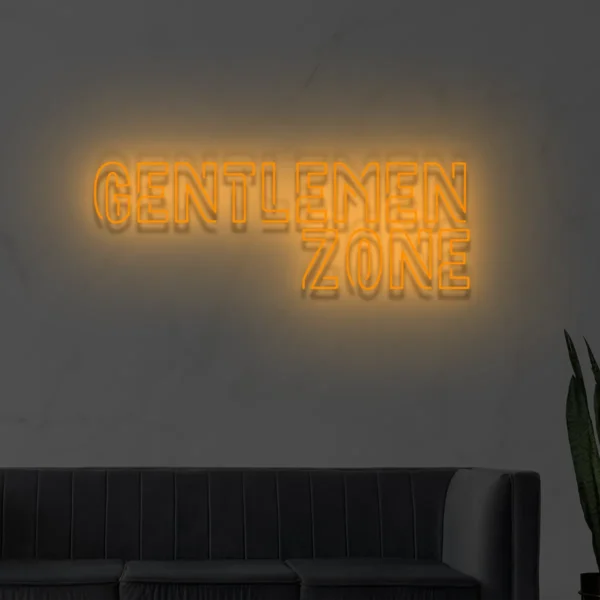 Pomarańczowy neon Gentlemen Zone ozdoba świetlna na ścianę