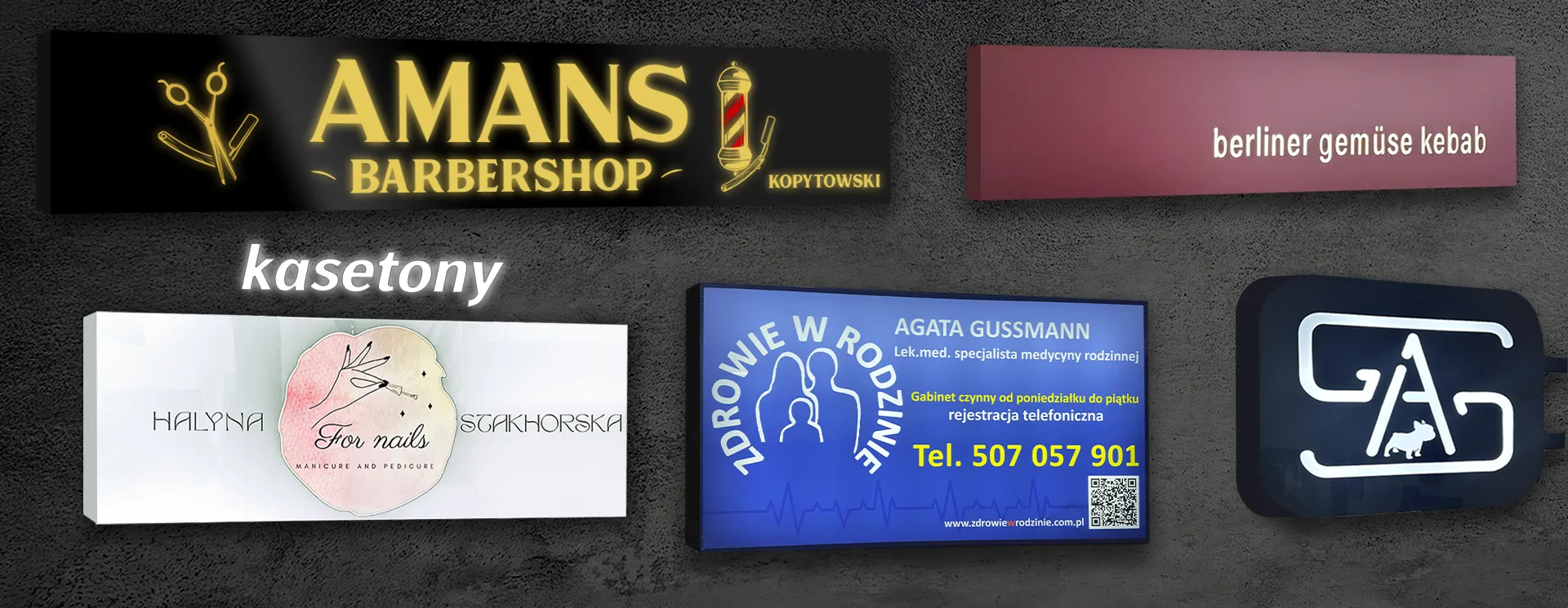 Kasetony reklamowe LED z podświetleniem i drukiem UV - Baner