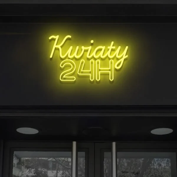 Żółty neon LED Kwiaty 24H dekoracja reklamowa