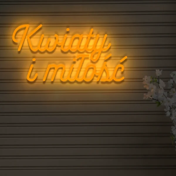 Pomarańczowy neon Kwiaty i miłość ozdoba świetlna na ścianę