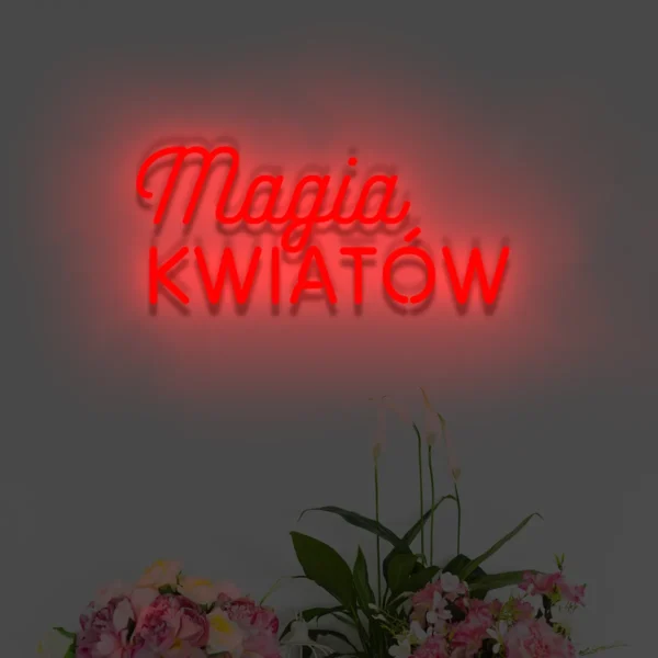 Magia Kwiatów – czerwony neon LED na ścianę, efektowna reklama świetlna