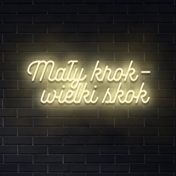 Beżowy neon Mały krok – wielki skok, elegancka dekoracja ścienna