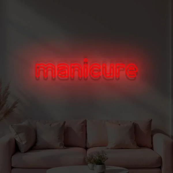 Czerwony neon manicure dekoracyjny napis na ścianę