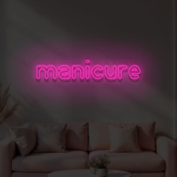 Różowy neon LED z napisem manicure dekoracja ścienna
