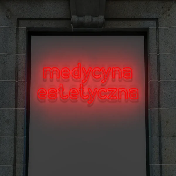 Czerwony neon LED Medycyna estetyczna efektowna reklama kliniki