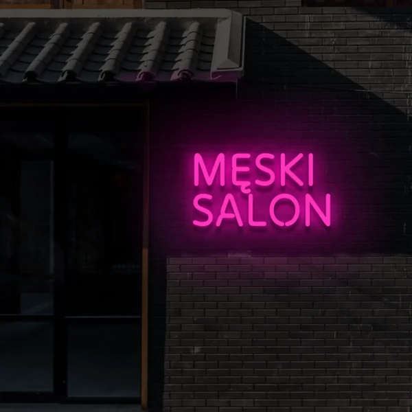 Różowy neon LED z napisem Męski salon dekoracja wnętrza