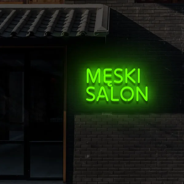Zielony neonowy napis Męski salon świecąca dekoracja ścienna