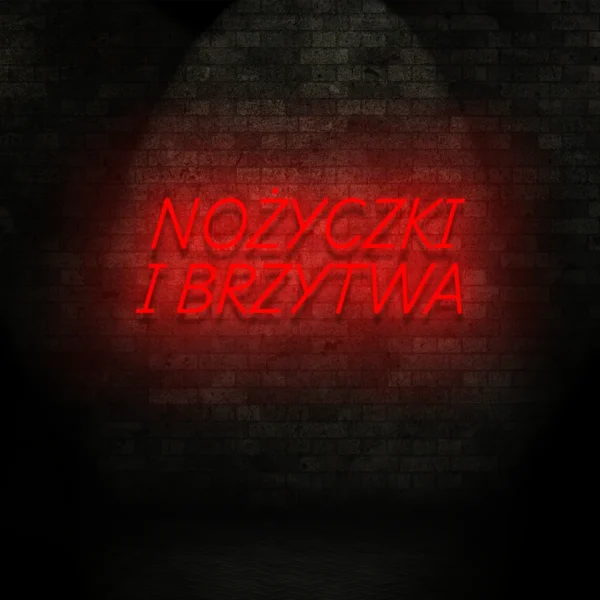 Czerwony neon Nożyczki i brzytwa ozdoba do wnętrz