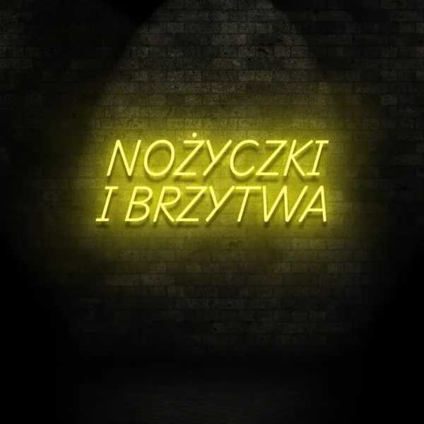 Żółty neon Nożyczki i brzytwa ozdoba do nowoczesnych wnętrz