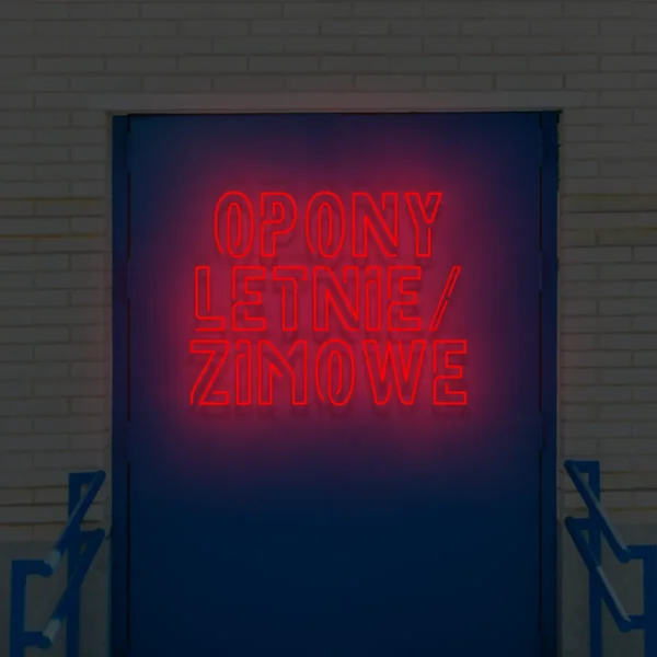 Czerwony neon Opony letnie/zimowe wyraźna reklama