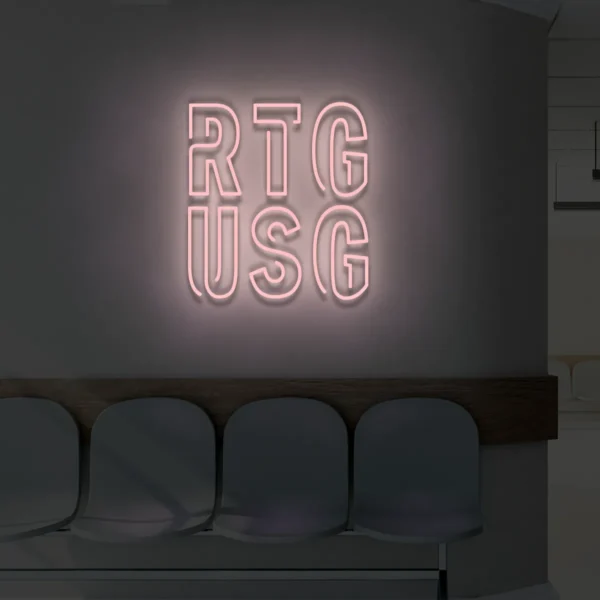 Jasnoróżowy neon LED RTG USG elegancka dekoracja na ścianę