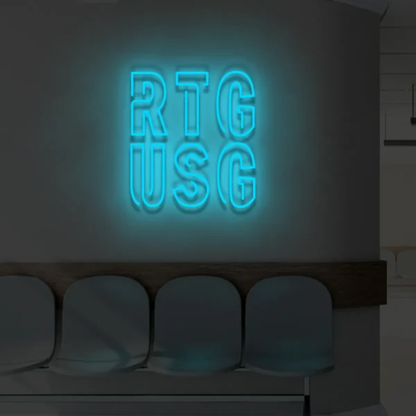 Niebieski neon LED RTG USG podświetlany szyld diagnostyczny