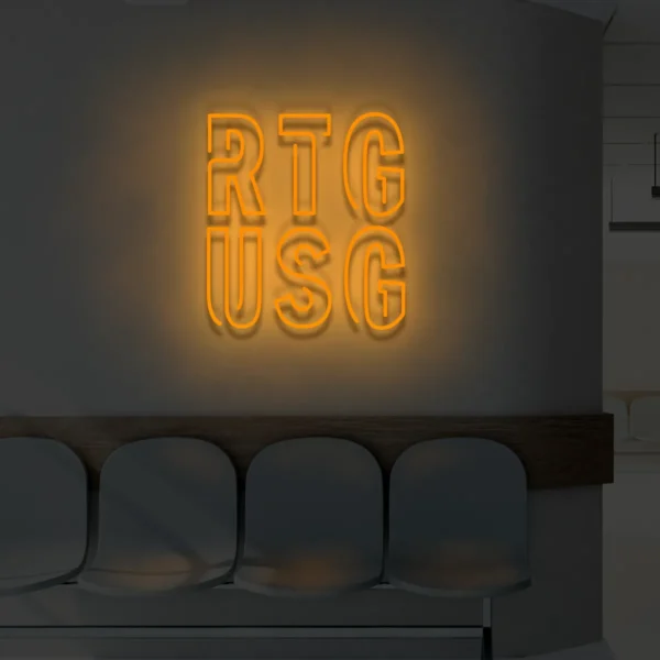 Pomarańczowy neon LED RTG USG ozdobny napis do pracowni