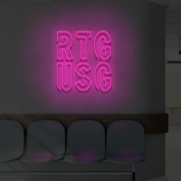 Różowy neon LED RTG USG nowoczesny napis medyczny