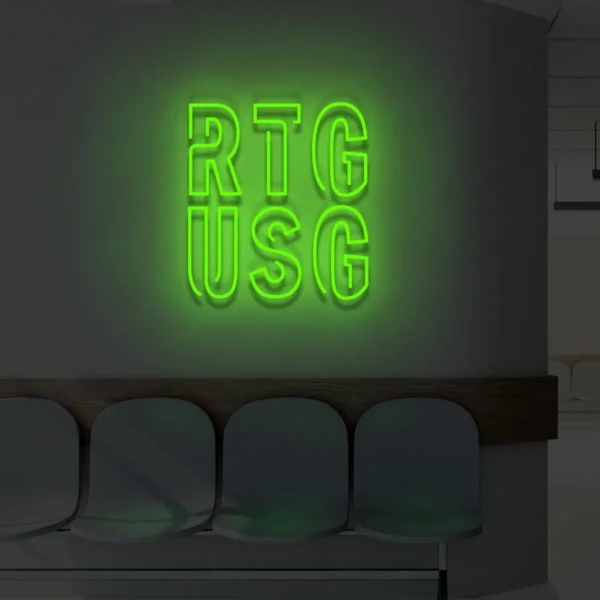 Zielony neon LED RTG USG świecący szyld diagnostyczny