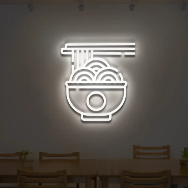 Biały neon LED Ramen dekoracja do restauracji