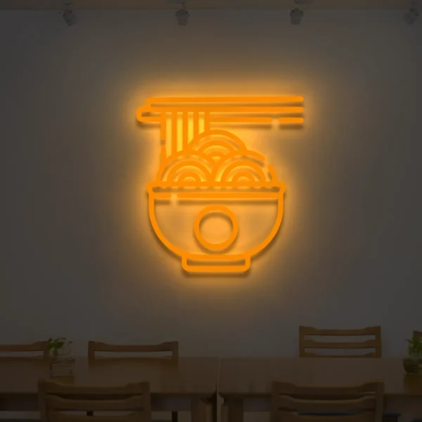 Pomarańczowy neon Ramen ozdoba ścienna do lokalu