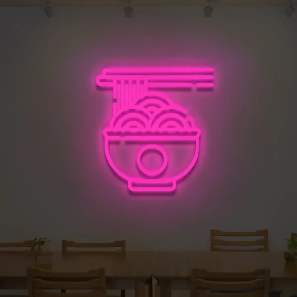 Różowy neon LED Ramen świecąca dekoracja ścienna