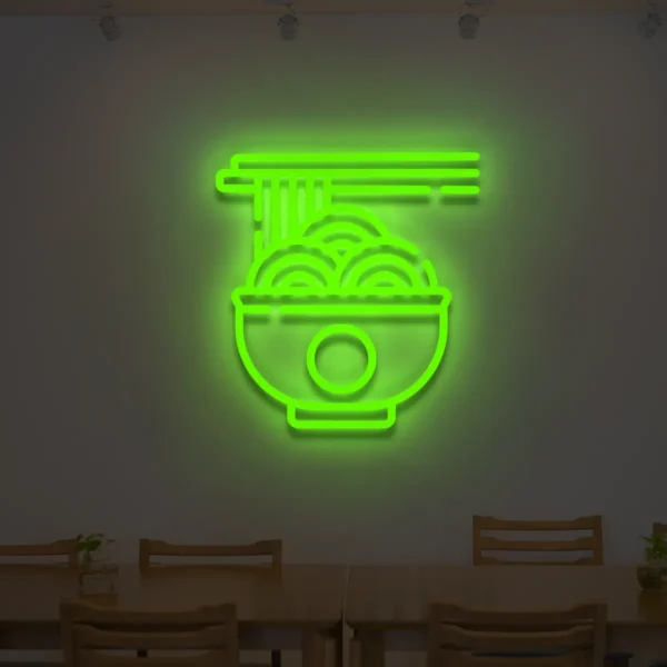 Zielony neonowy znak Ramen ozdoba do wnętrza